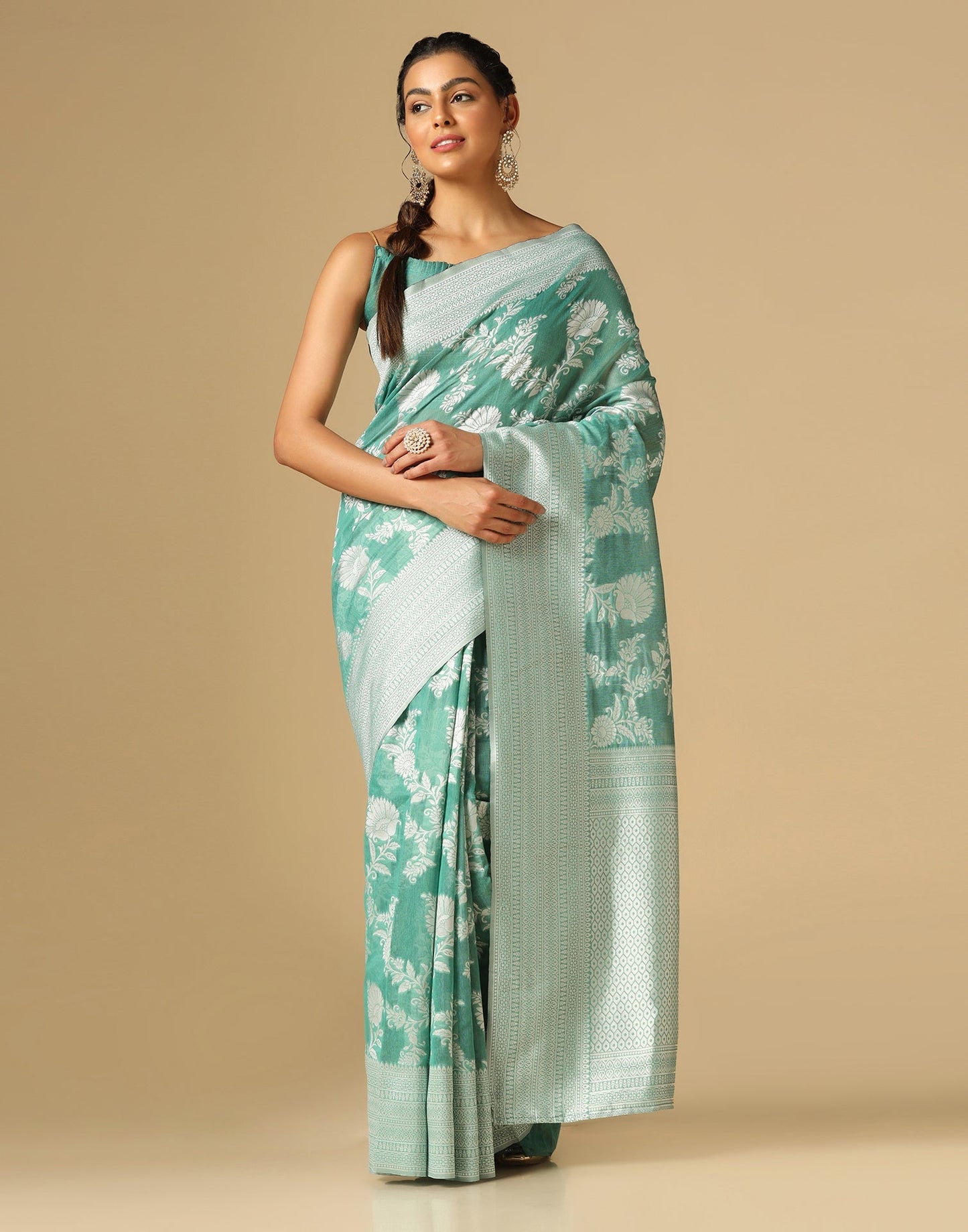 Green Banarasi Cotton Saree | Sudathi