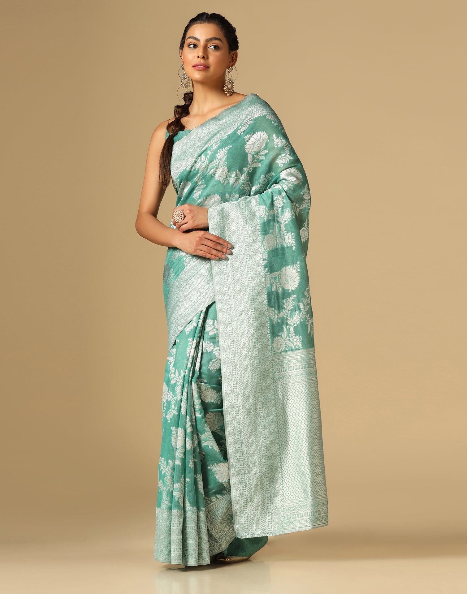 Green Banarasi Cotton Saree | Sudathi