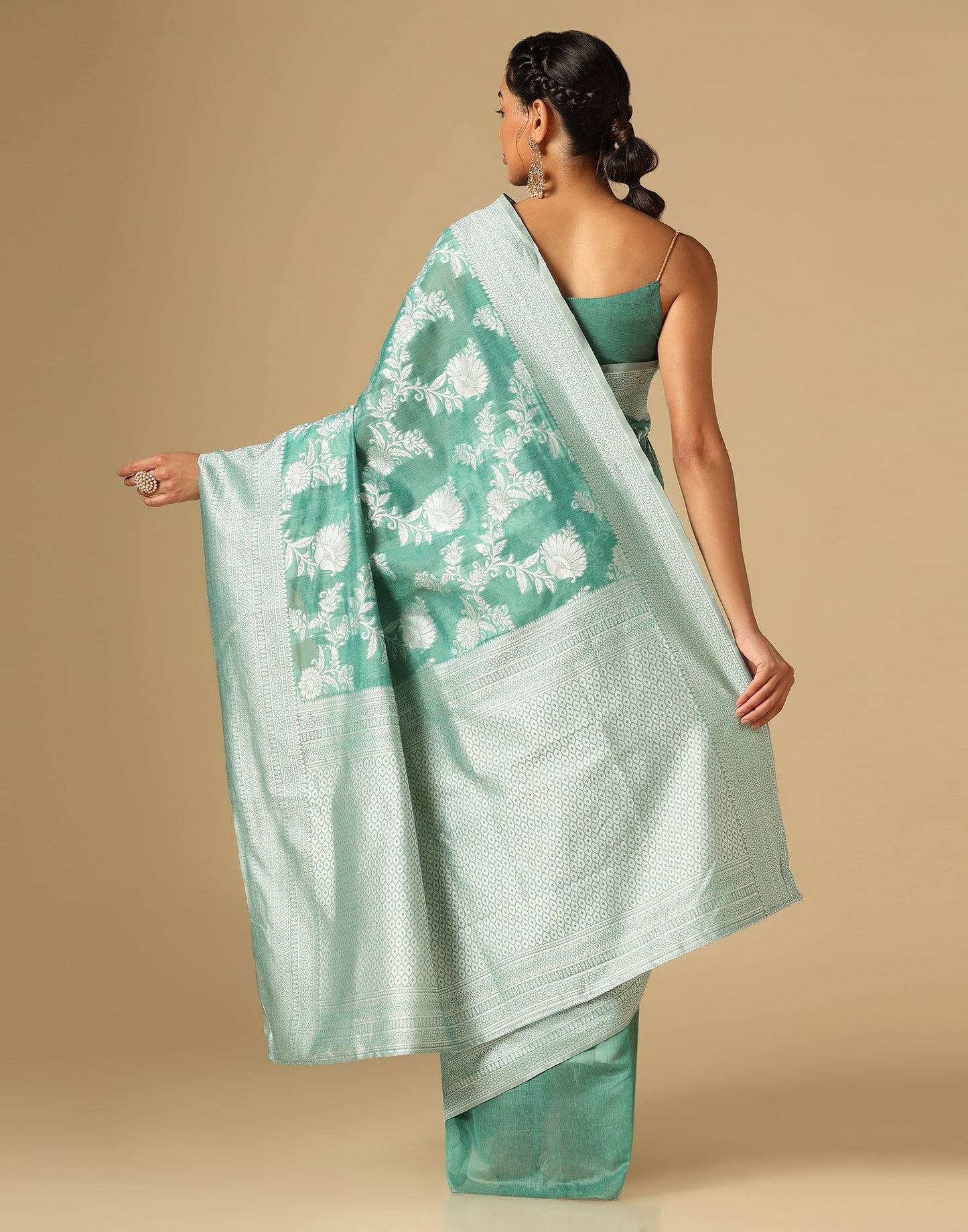 Green Banarasi Cotton Saree | Sudathi
