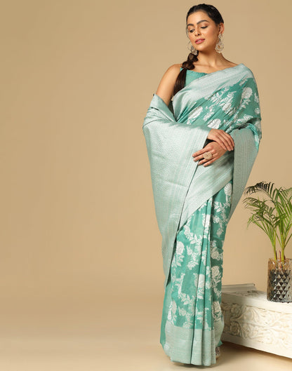 Green Banarasi Cotton Saree | Sudathi