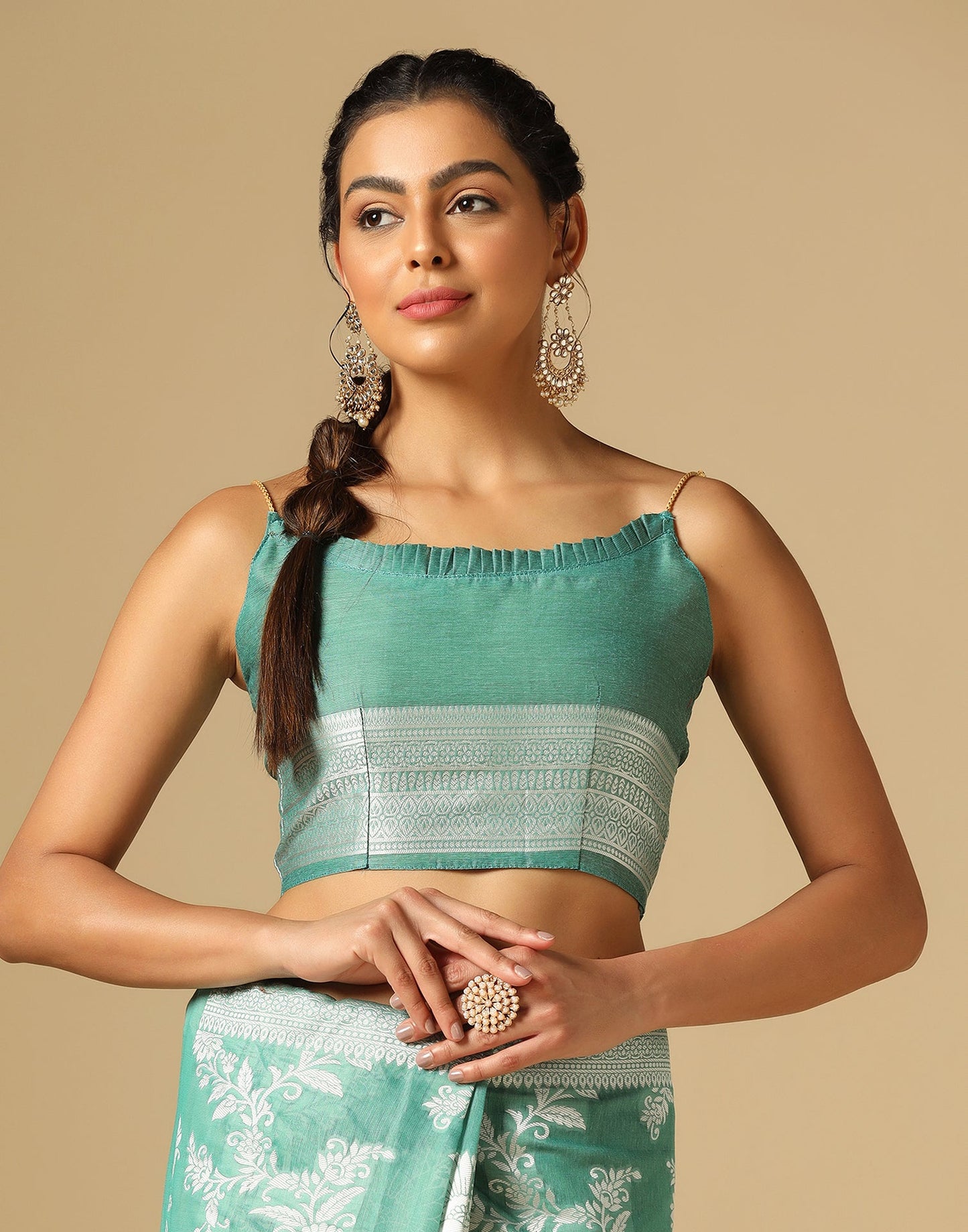 Green Banarasi Cotton Saree | Sudathi