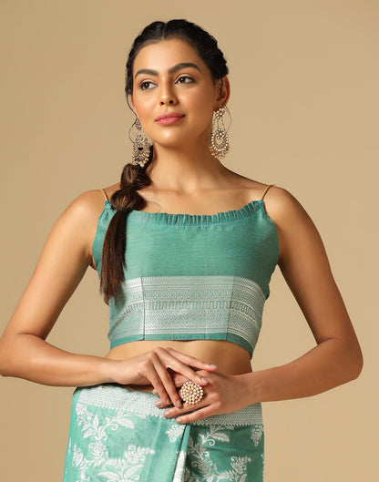 Green Banarasi Cotton Saree | Sudathi