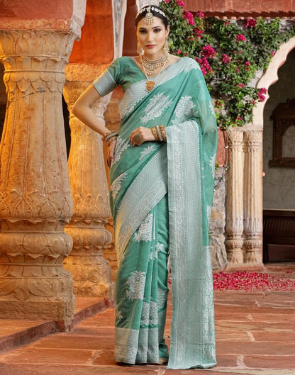 Green Banarasi Cotton Saree | Sudathi