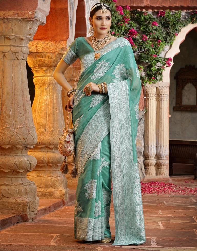 Green Banarasi Cotton Saree | Sudathi