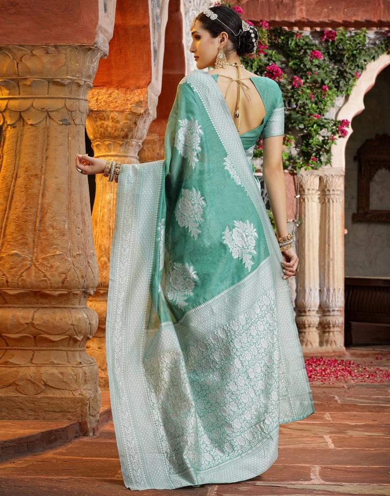 Green Banarasi Cotton Saree | Sudathi