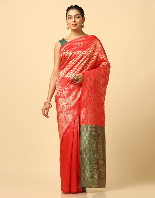 Red Silk Weaving Saree