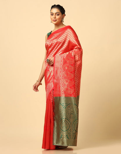 Red Silk Weaving Saree