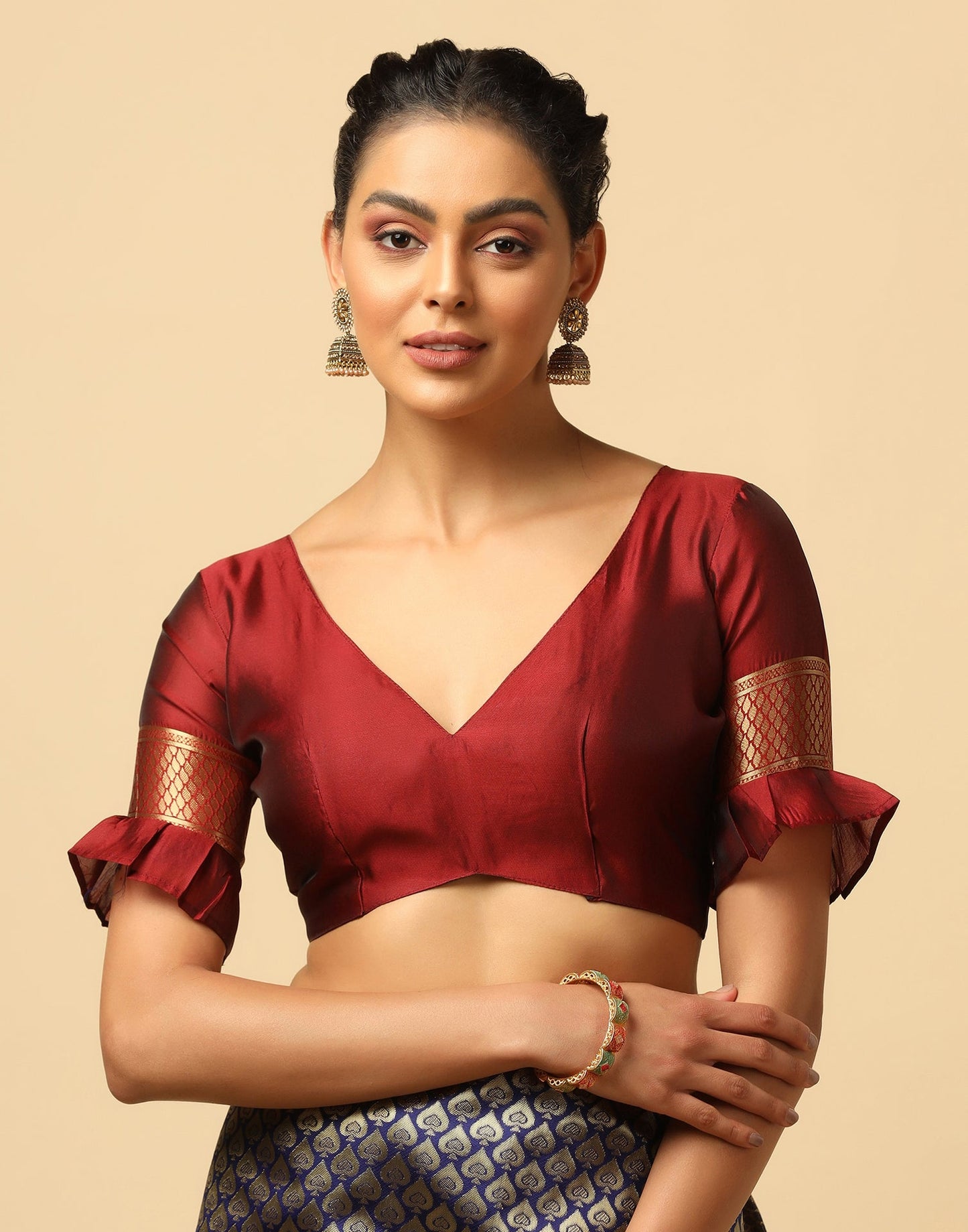 Navy Blue Silk Weaving Saree