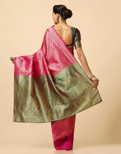Rani Pink Silk Weaving Saree