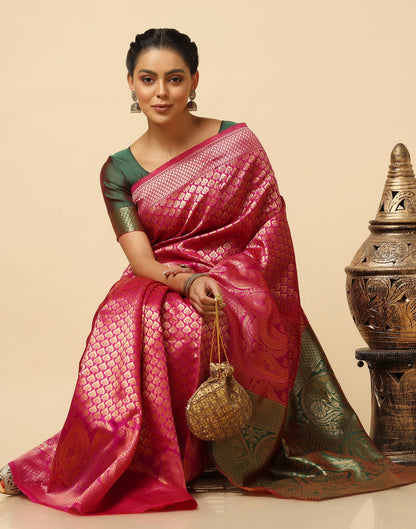 Rani Pink Silk Weaving Saree
