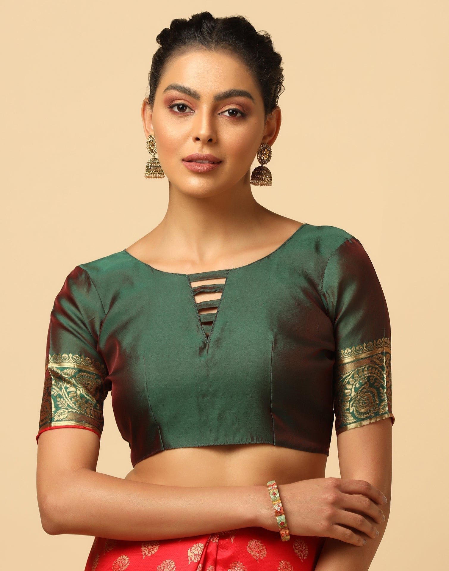 Red And Golden Silk Jacquard Saree | Leemboodi