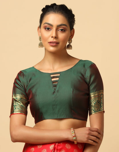 Red And Golden Silk Jacquard Saree | Leemboodi