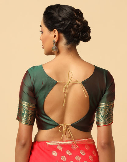 Red And Golden Silk Jacquard Saree | Leemboodi