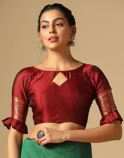 Green And Golden Silk Jacquard Saree | Leemboodi