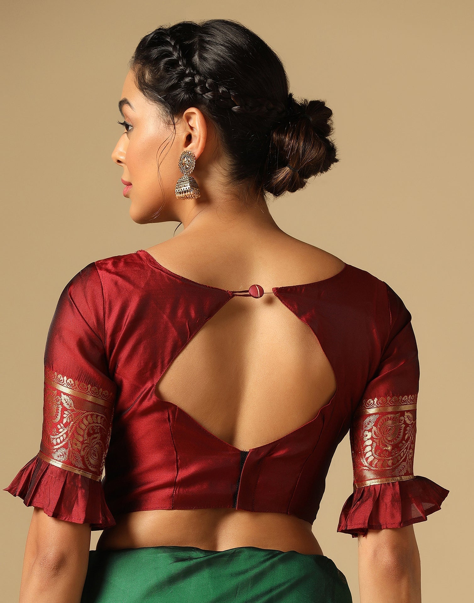 Green And Golden Silk Jacquard Saree | Leemboodi