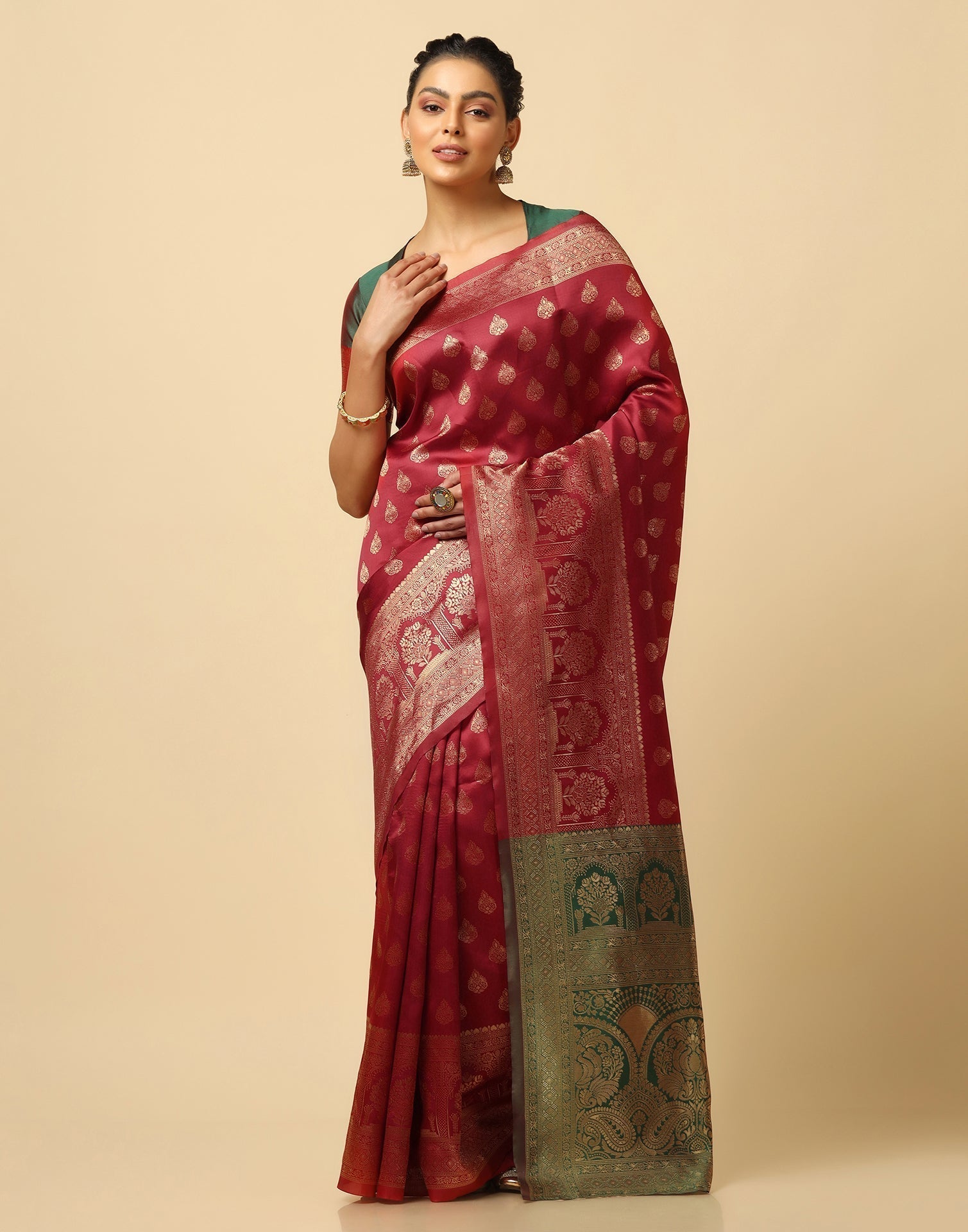 Maroon Silk Jacquard Saree | Leemboodi