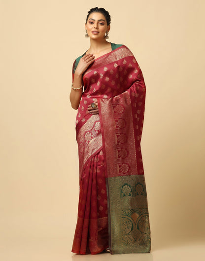Maroon Silk Jacquard Saree | Leemboodi