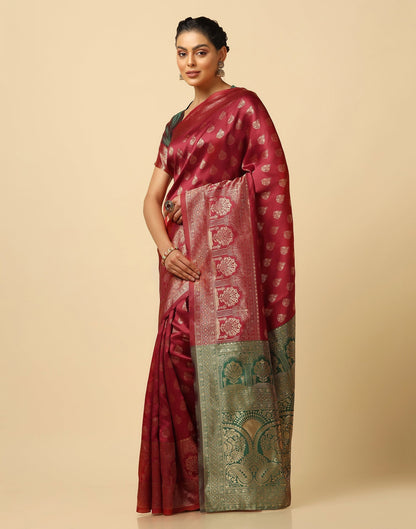 Maroon Silk Jacquard Saree | Leemboodi