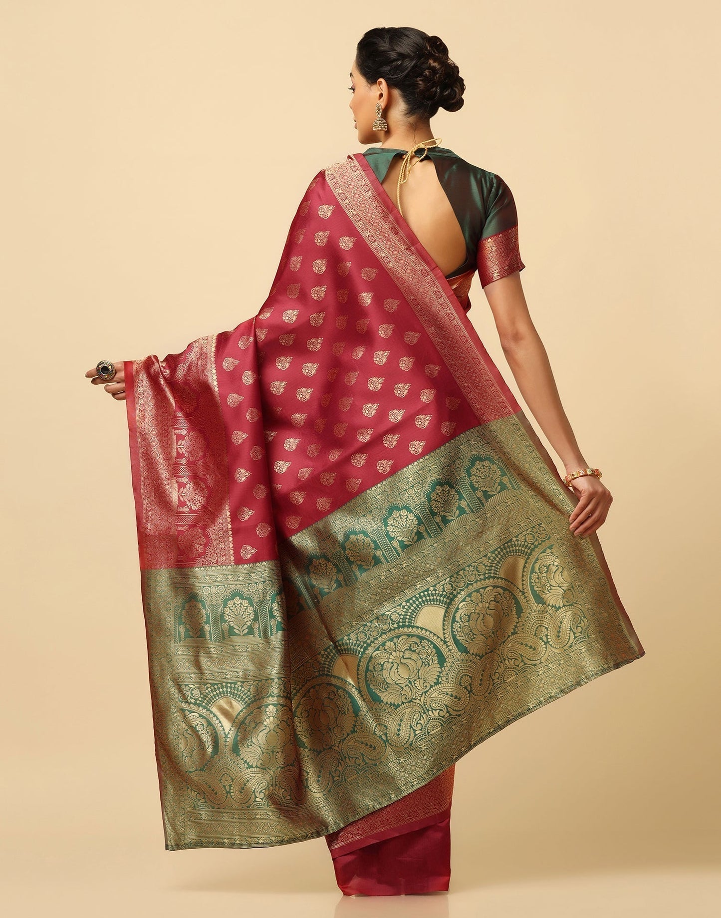 Maroon Silk Jacquard Saree | Leemboodi