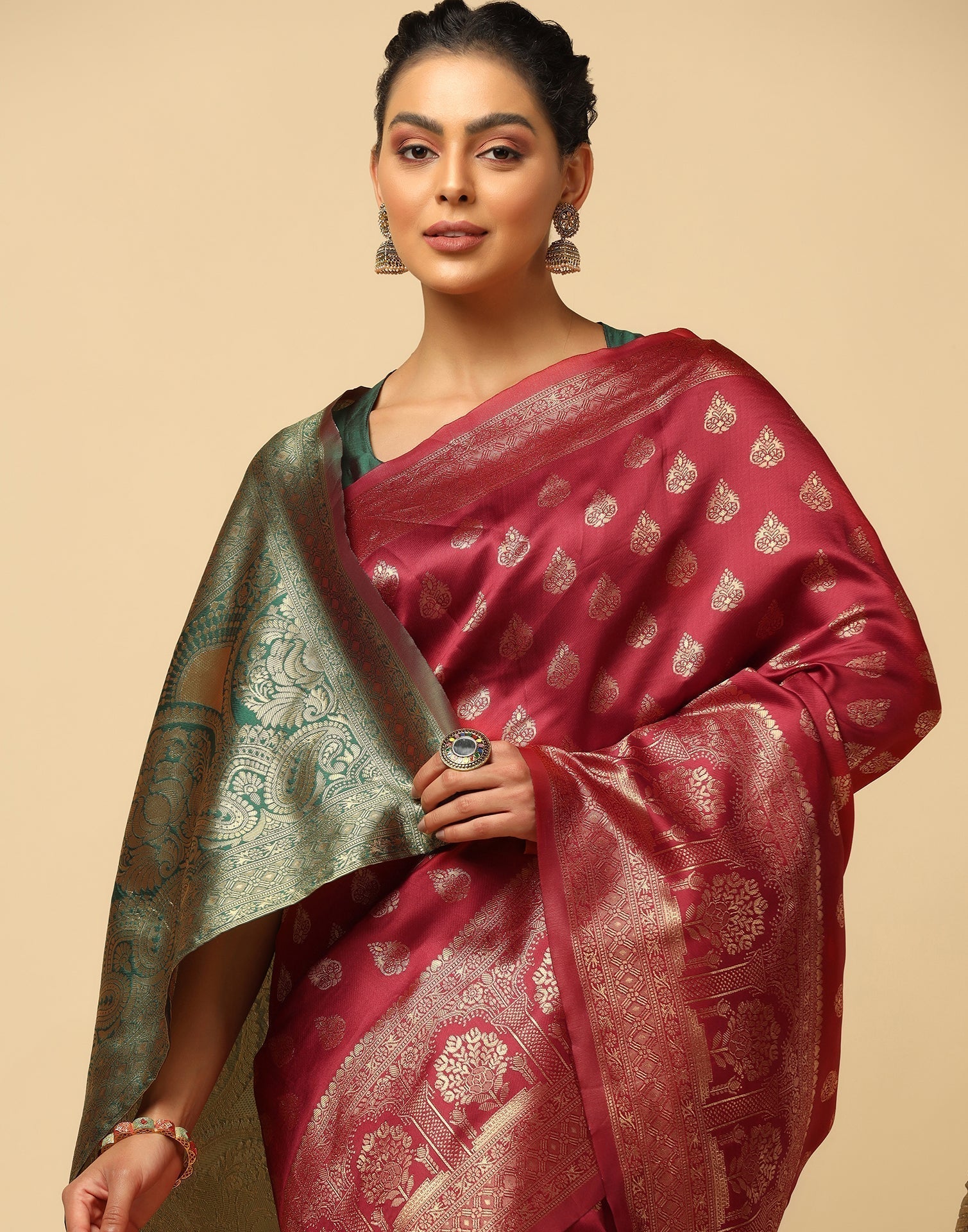Maroon Silk Jacquard Saree | Leemboodi