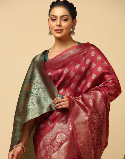 Maroon Silk Jacquard Saree | Leemboodi