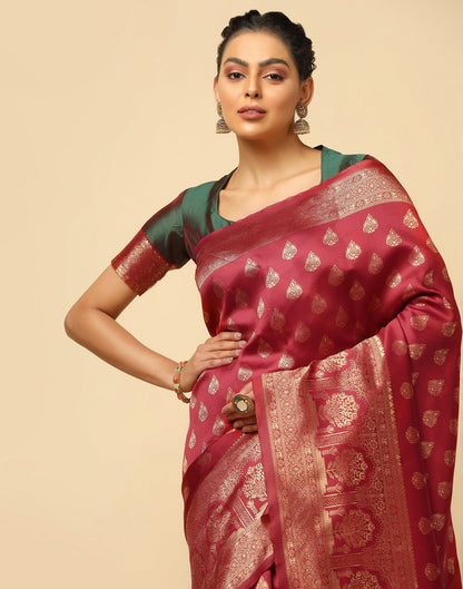 Maroon Silk Jacquard Saree | Leemboodi