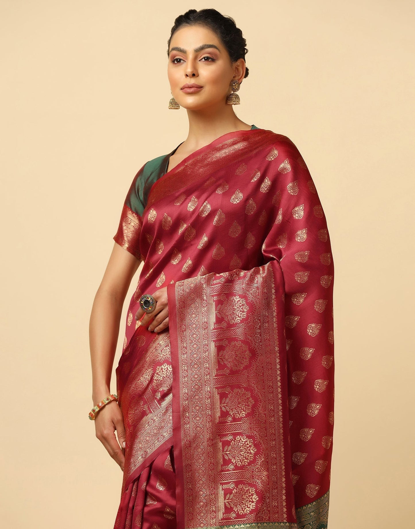 Maroon Silk Jacquard Saree | Leemboodi