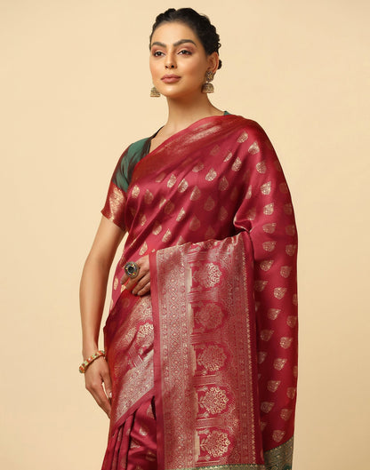 Maroon Silk Jacquard Saree | Leemboodi
