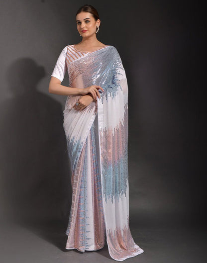 White Sequence Saree | Leemboodi