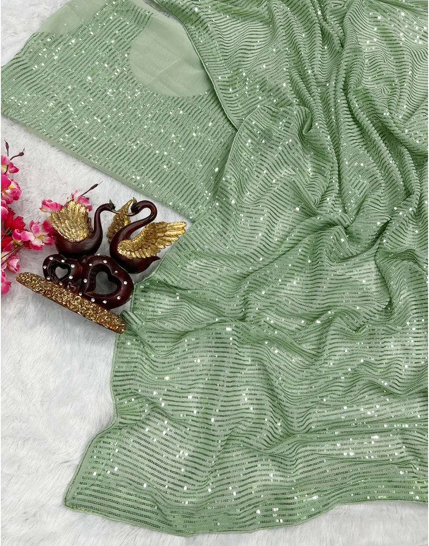 Light Green Sequence Saree | Leemboodi