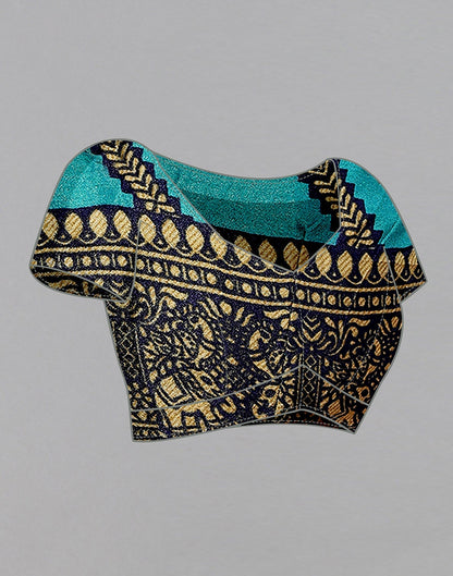 Turquoise Blue And Multicoloured Art Silk Stone Work Saree | Sudathi