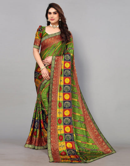 Light Green And Multicoloured Art Silk Stone Work Saree | Sudathi