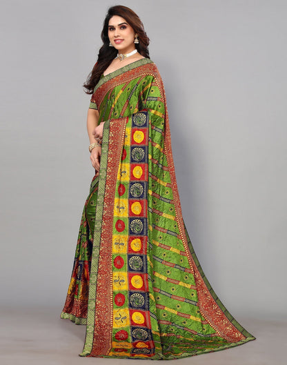 Light Green And Multicoloured Art Silk Stone Work Saree | Sudathi
