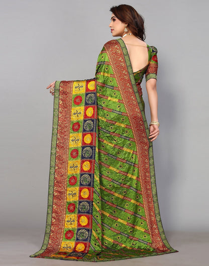 Light Green And Multicoloured Art Silk Stone Work Saree | Sudathi