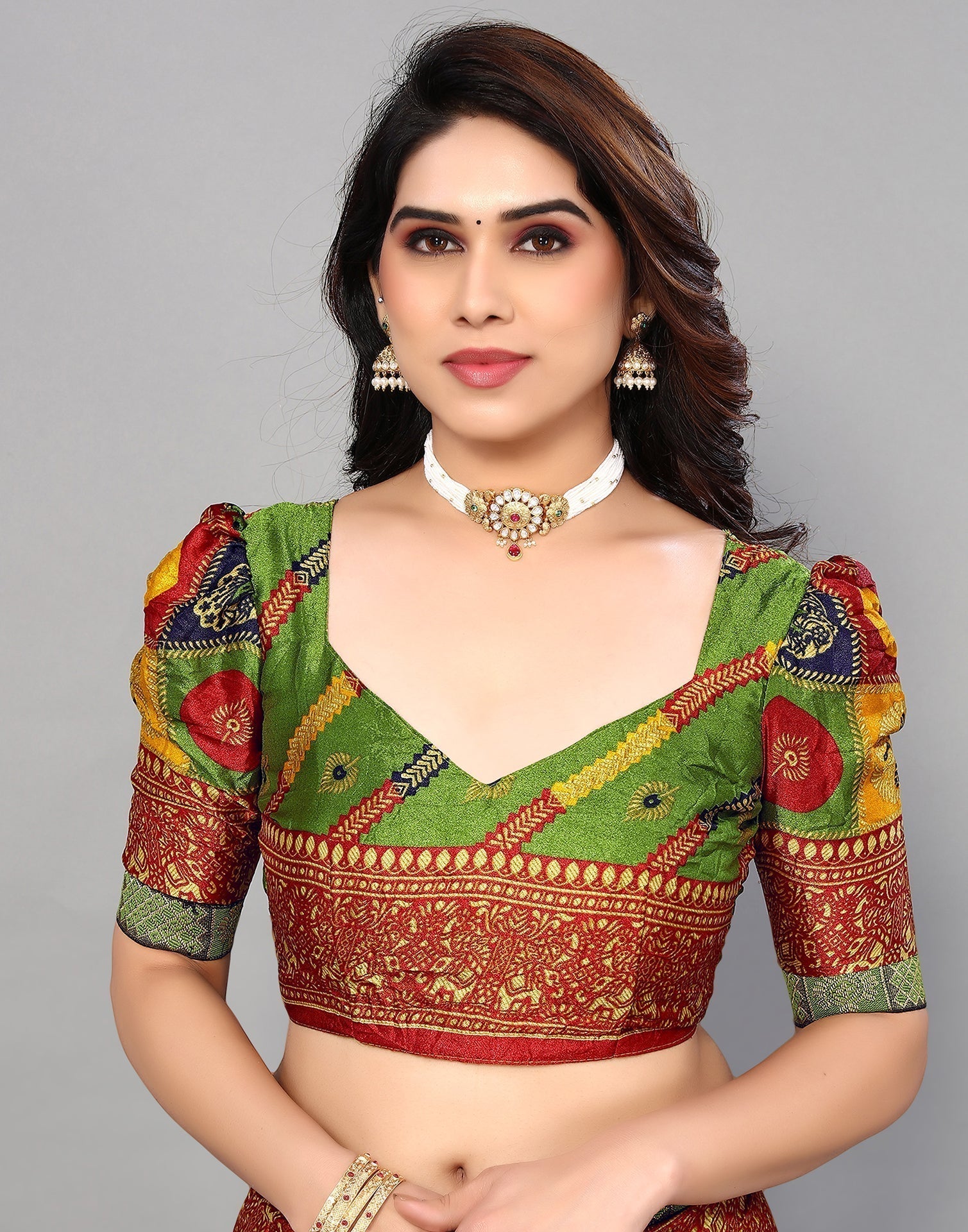 Light Green And Multicoloured Art Silk Stone Work Saree | Sudathi