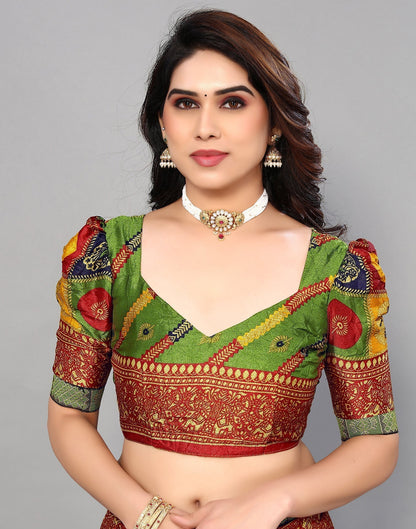 Light Green And Multicoloured Art Silk Stone Work Saree | Sudathi