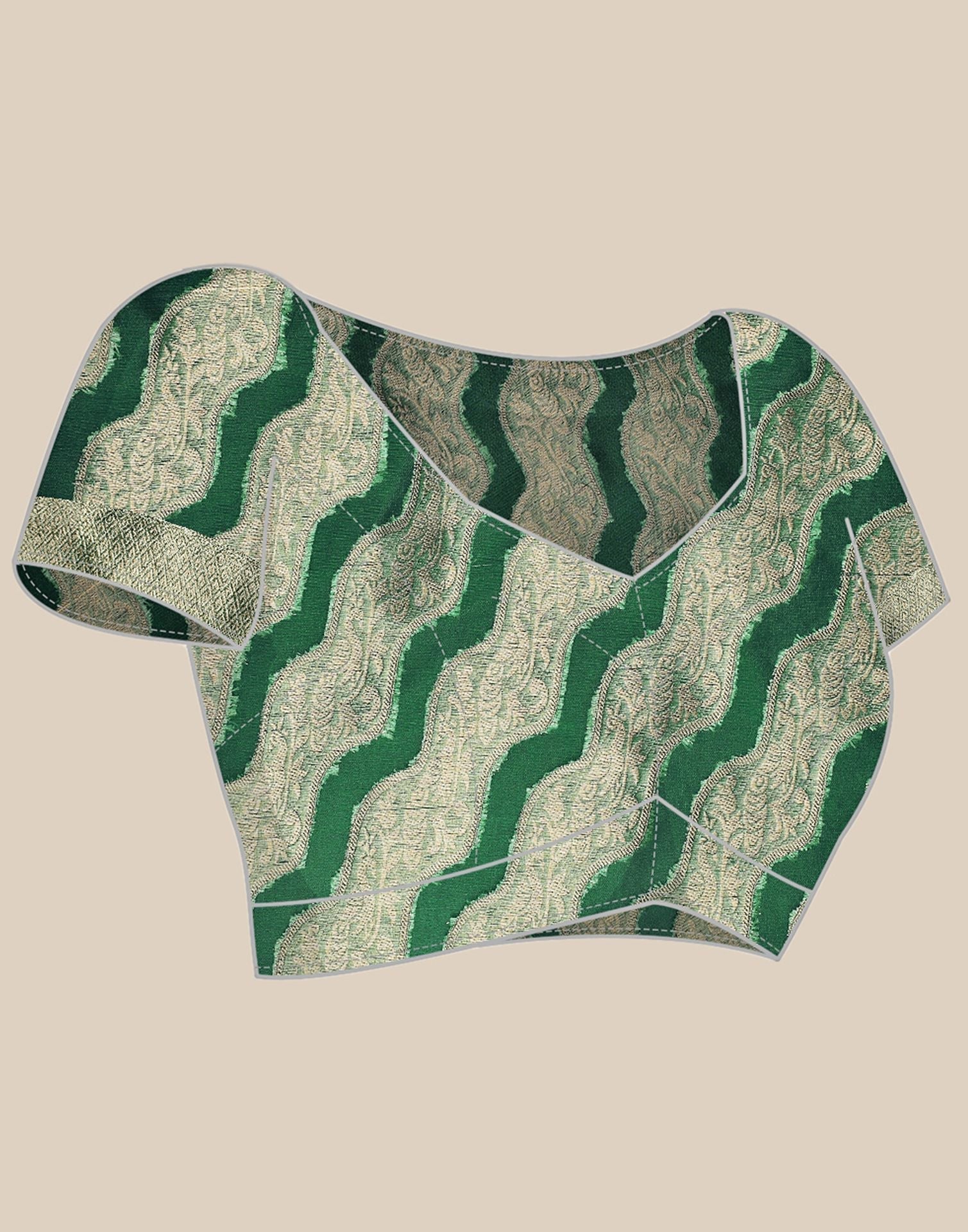 Green And Golden Organza Jacquard Saree | Leemboodi