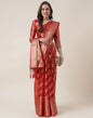 Red And Golden Organza Jacquard Saree | Leemboodi