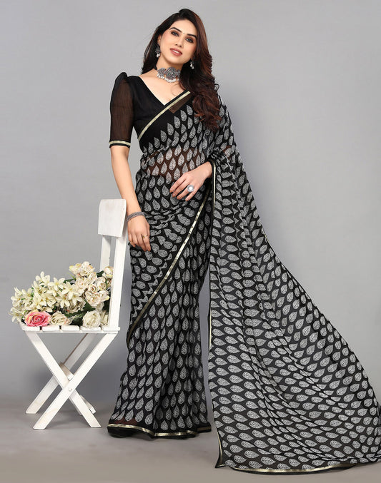 Black Chiffon Saree | Sudathi