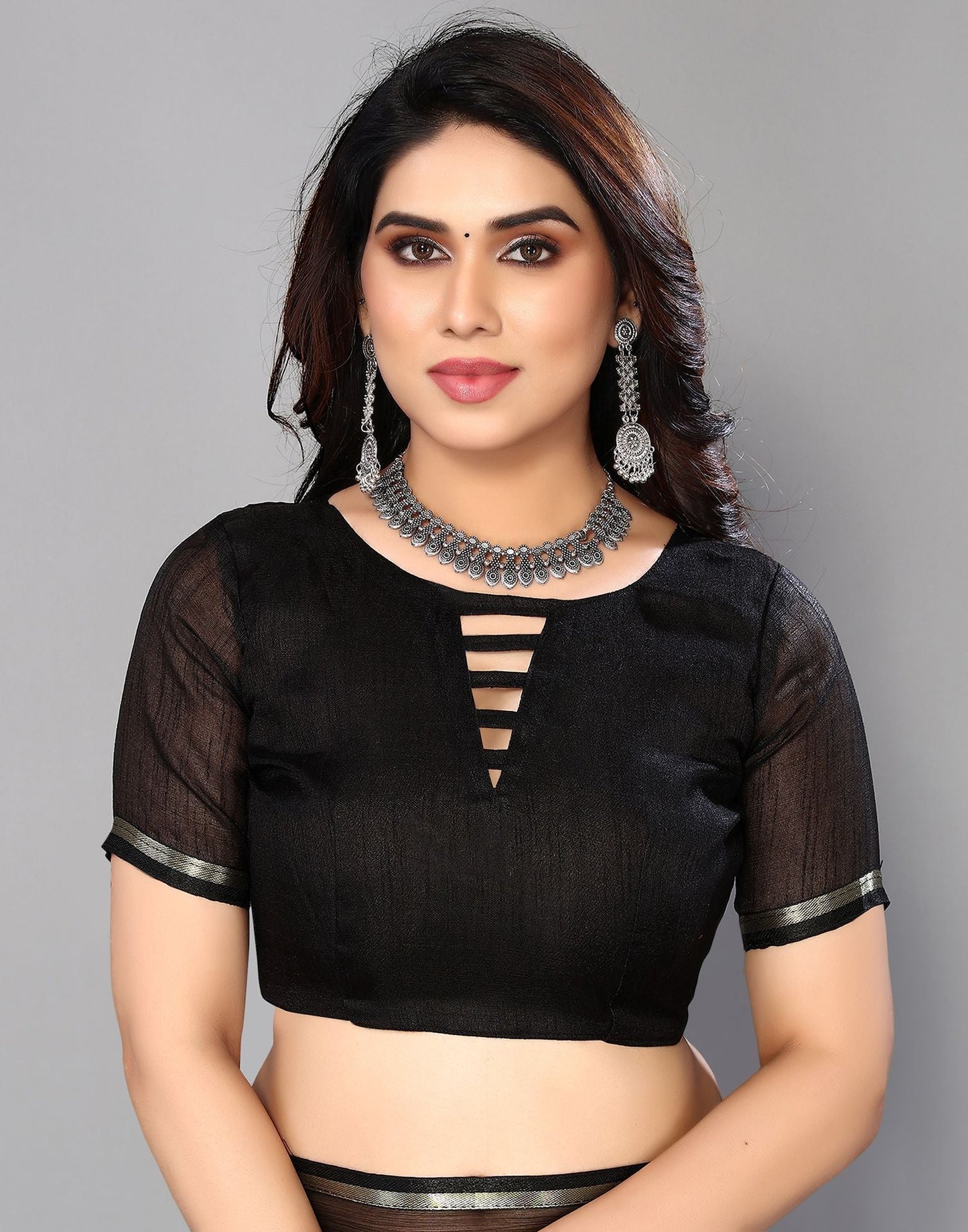 Black Chiffon Printed Saree | Sudathi