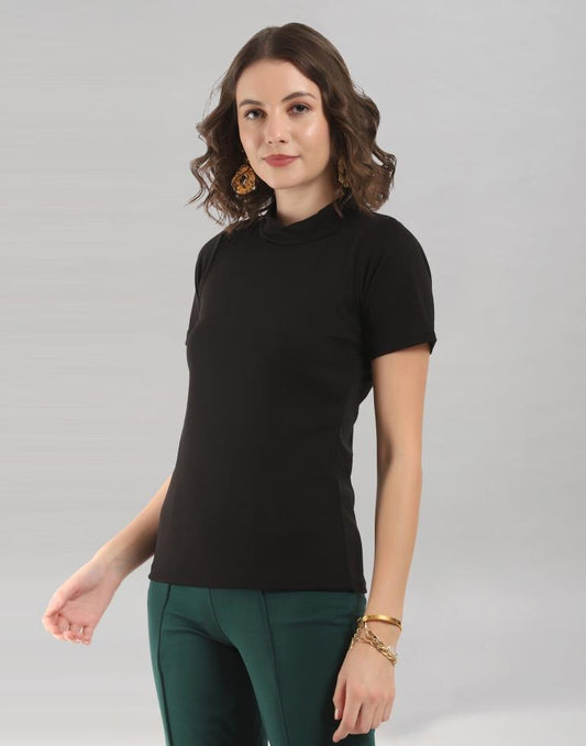 Black Coloured Lycra Knitted Top | Sudathi