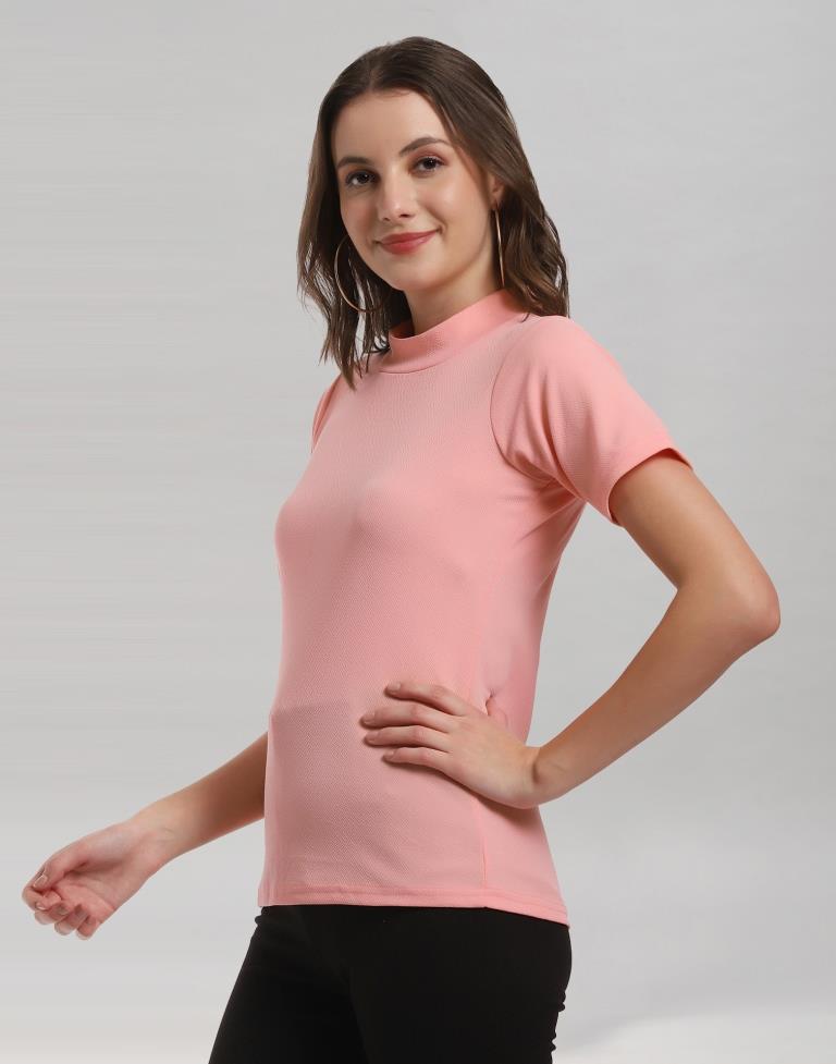 Peach Coloured Lycra Knitted Top | Sudathi