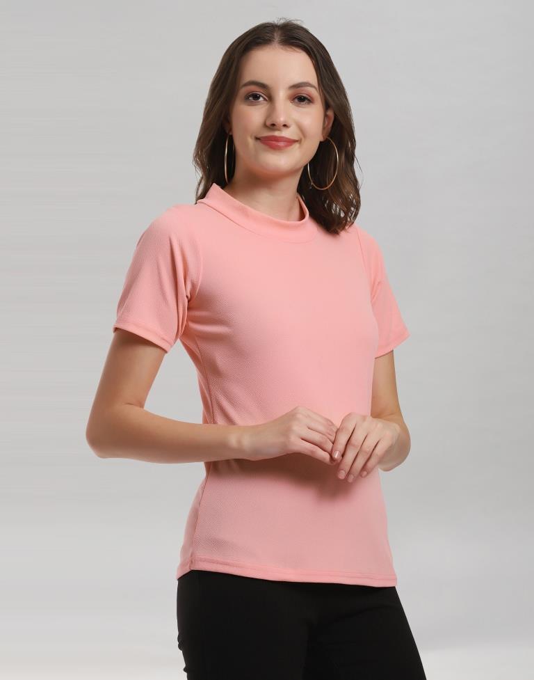 Peach Coloured Lycra Knitted Top | Sudathi