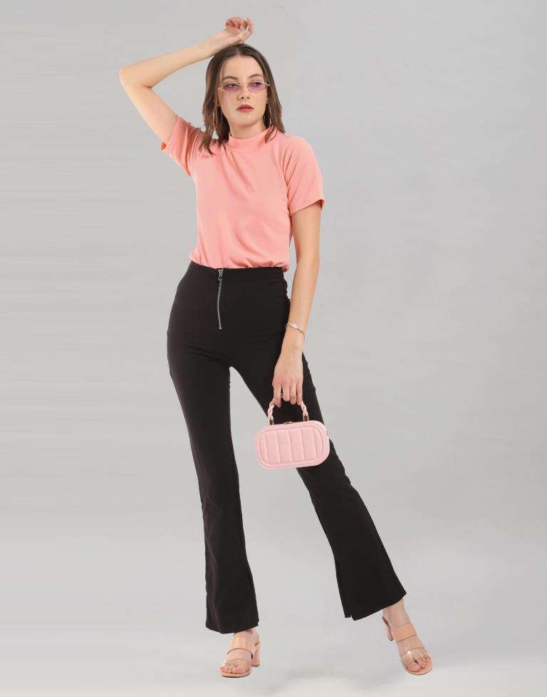 Peach Coloured Lycra Knitted Top | Sudathi