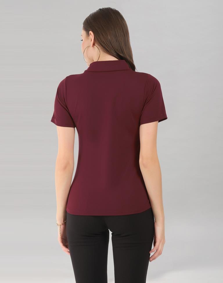 Maroon Coloured Lycra Knitted Top | Sudathi