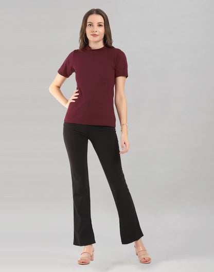 Maroon Coloured Lycra Knitted Top | Sudathi