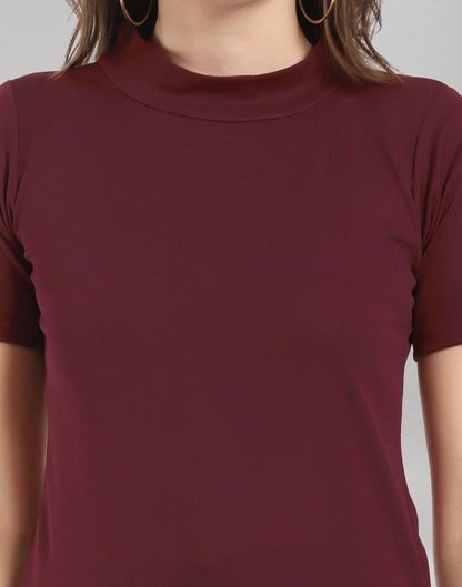 Maroon Coloured Lycra Knitted Top | Sudathi