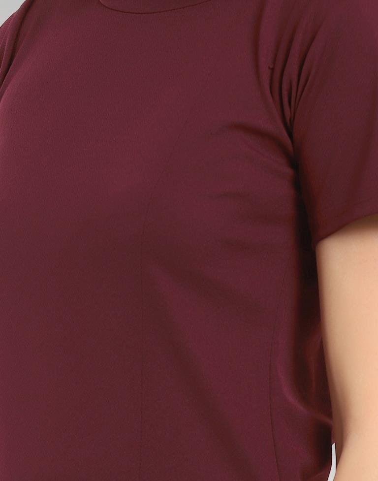 Maroon Coloured Lycra Knitted Top | Sudathi