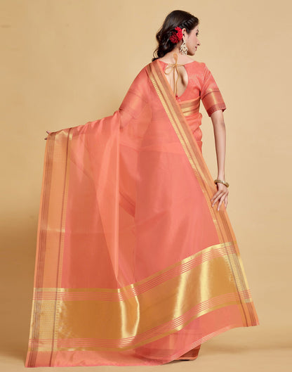 Peach Plain Organza Saree | Sudathi