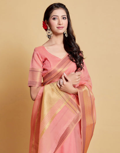 Light Pink Plain Organza Saree | Sudathi
